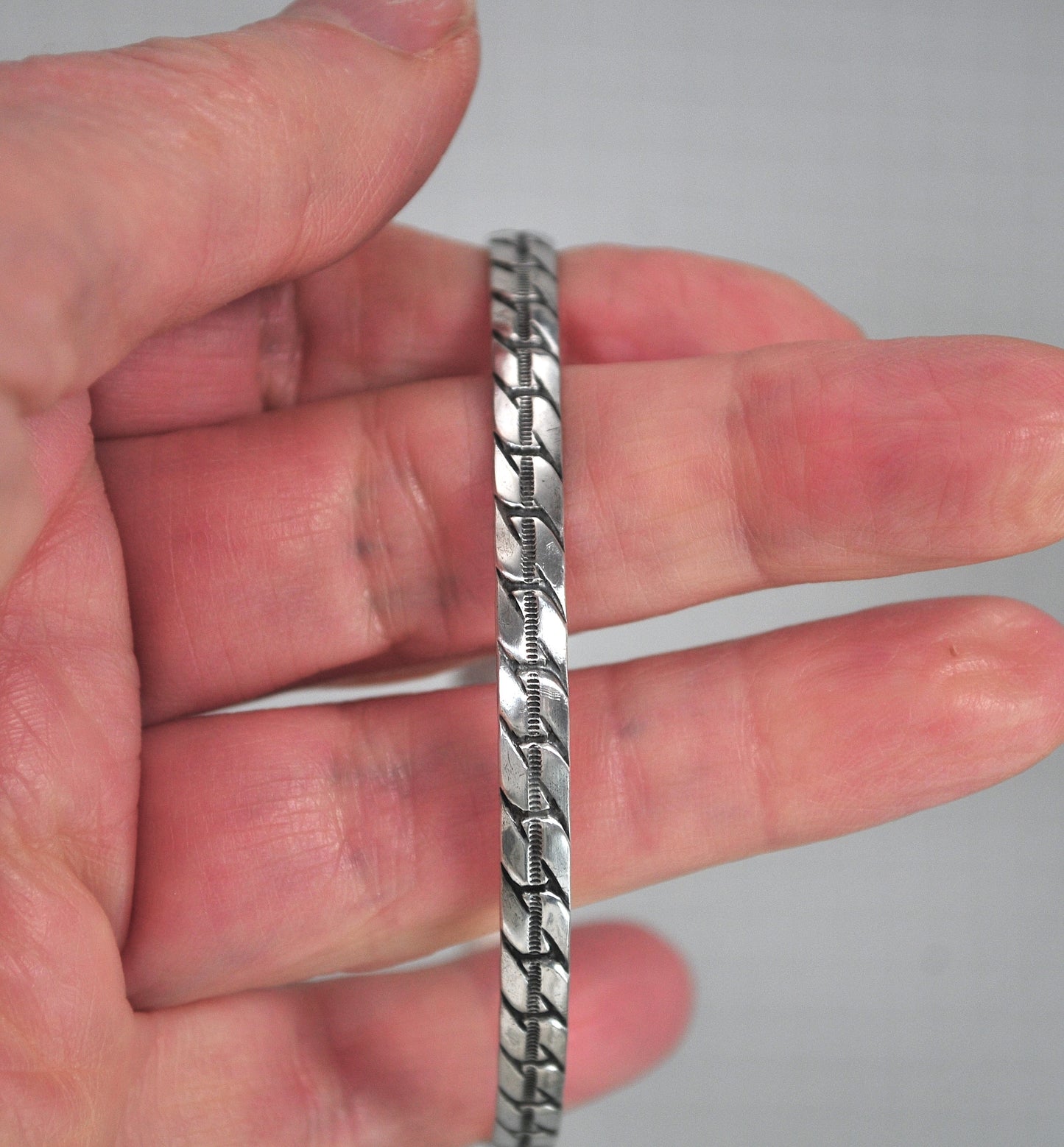 Narrow Vintage Sterling Silver Bangle Bracelet