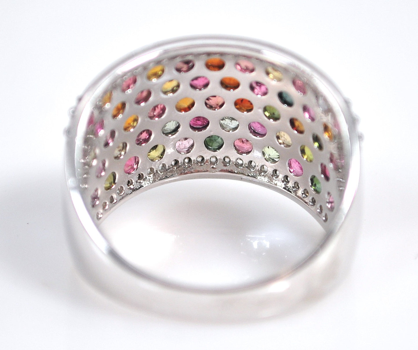 Signed 925 Sterling Silver Tourmaline Statement Ring