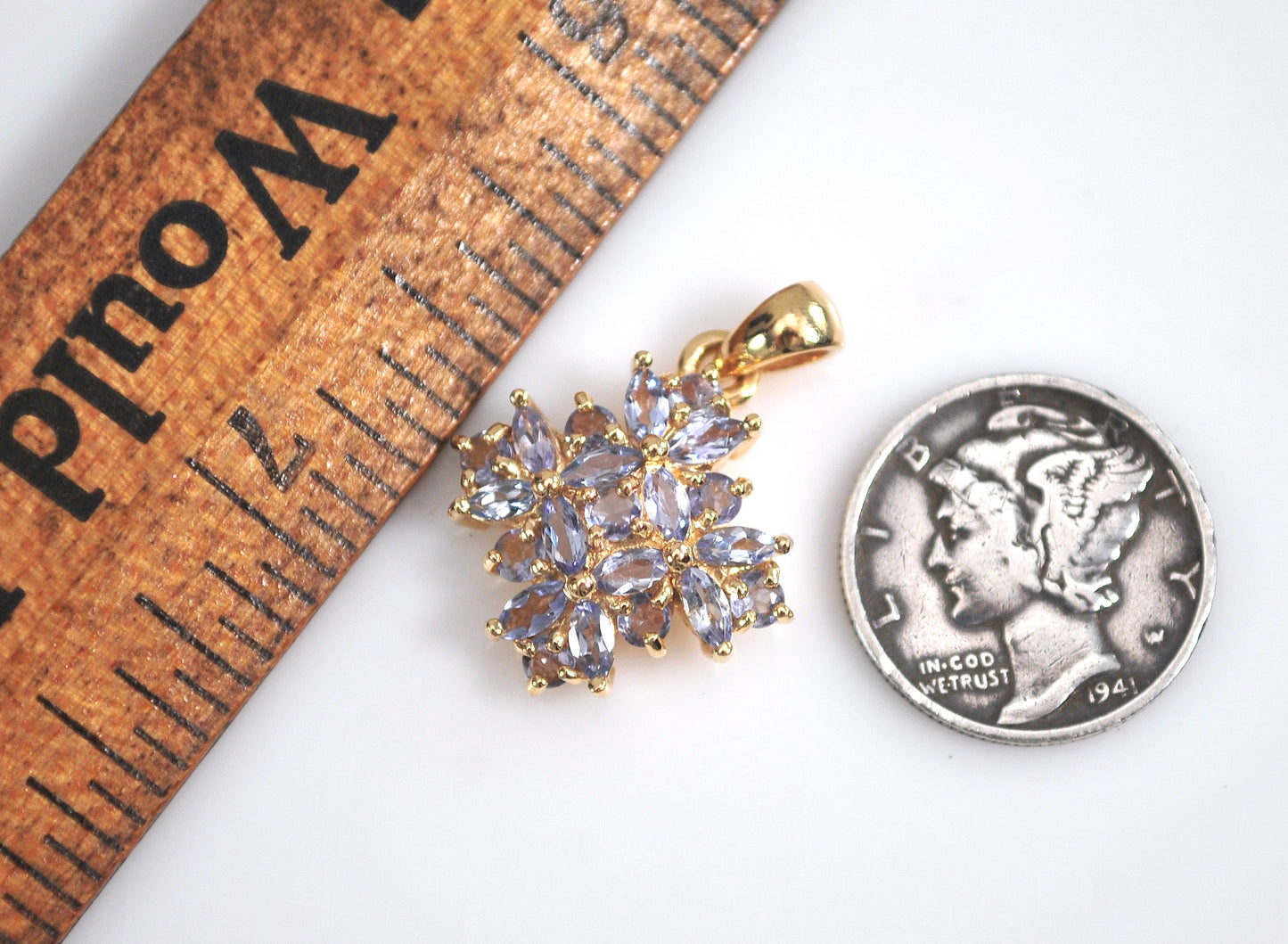 Signed 14K Gold Tanzanite Pendant