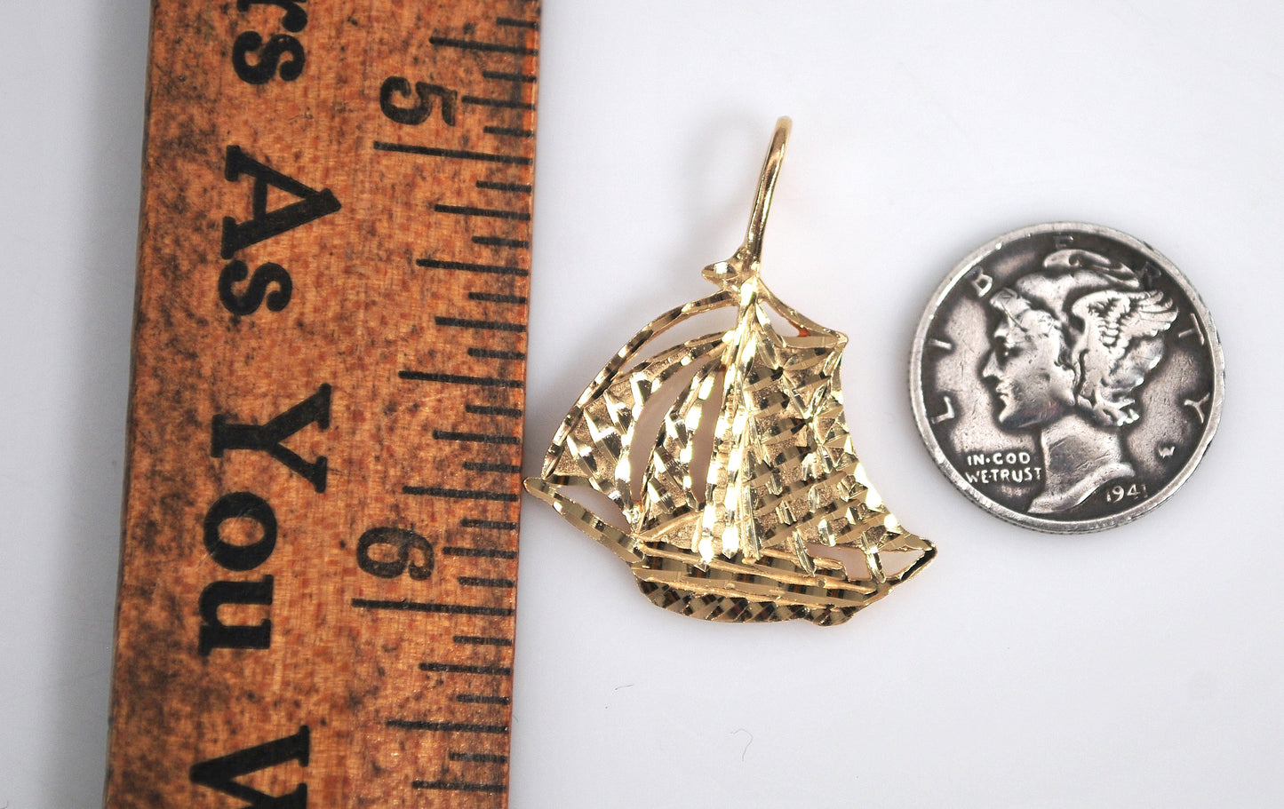 14K Gold Sailboat Pendant
