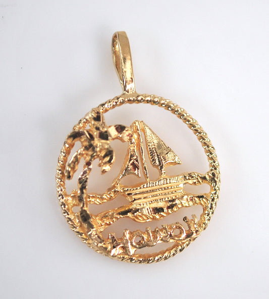 14K Gold Hawaii Pendant