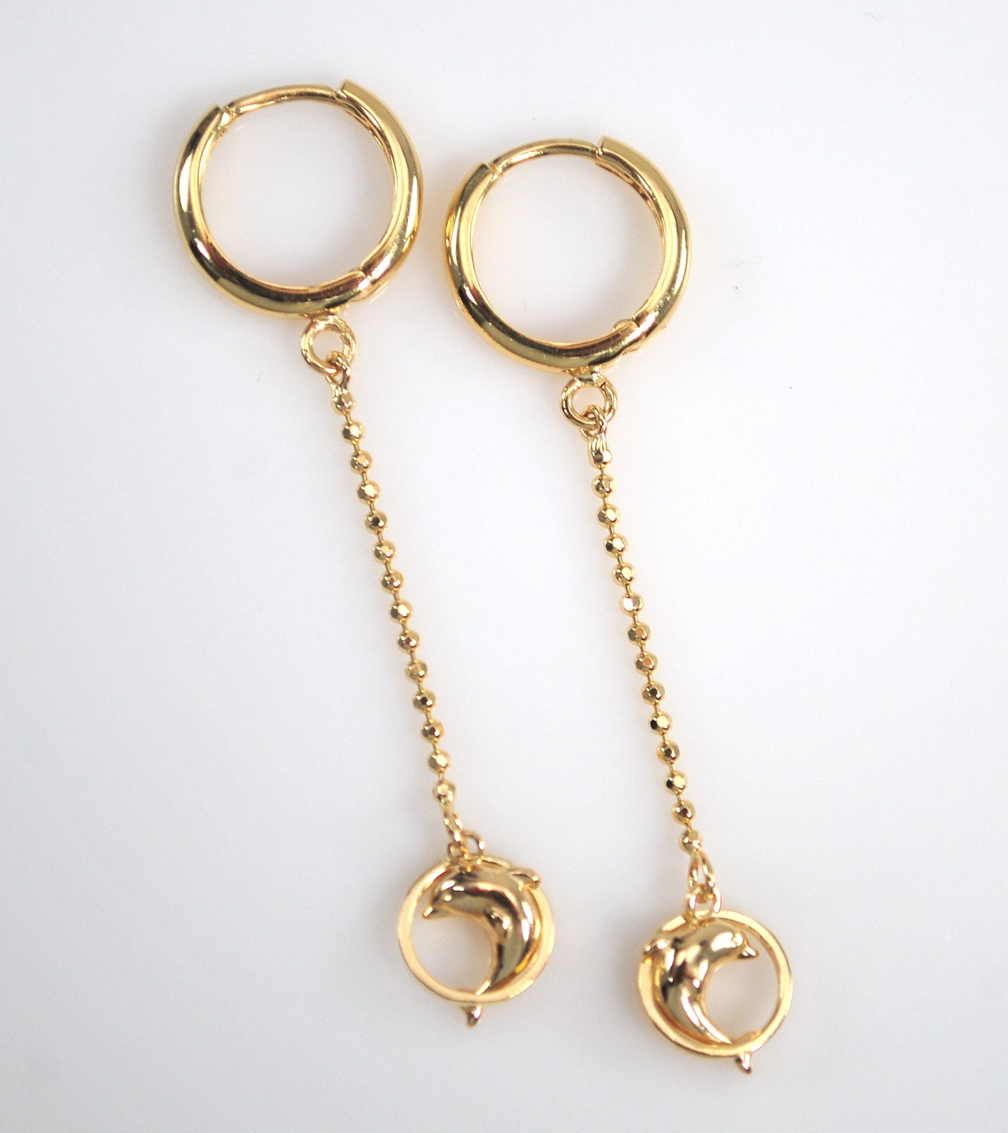 Signed 14K Gold Dolphin Earrings