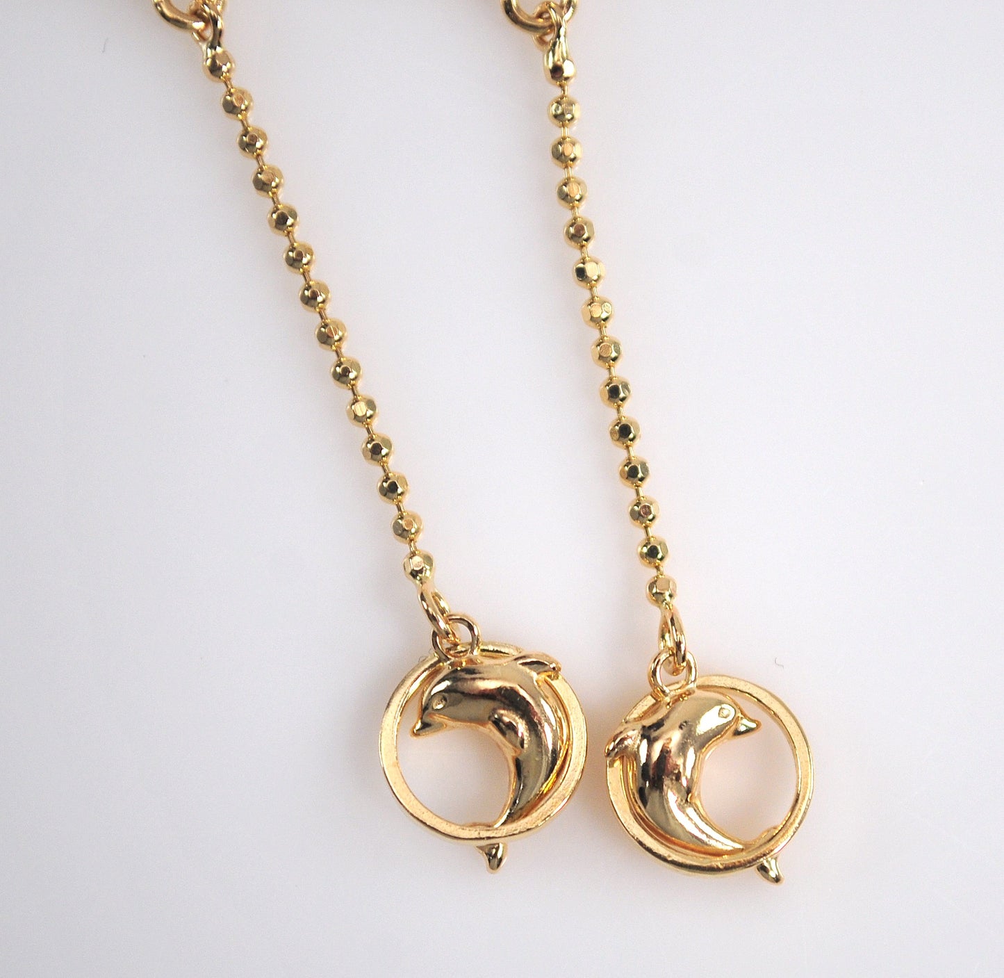 Signed 14K Gold Dolphin Earrings