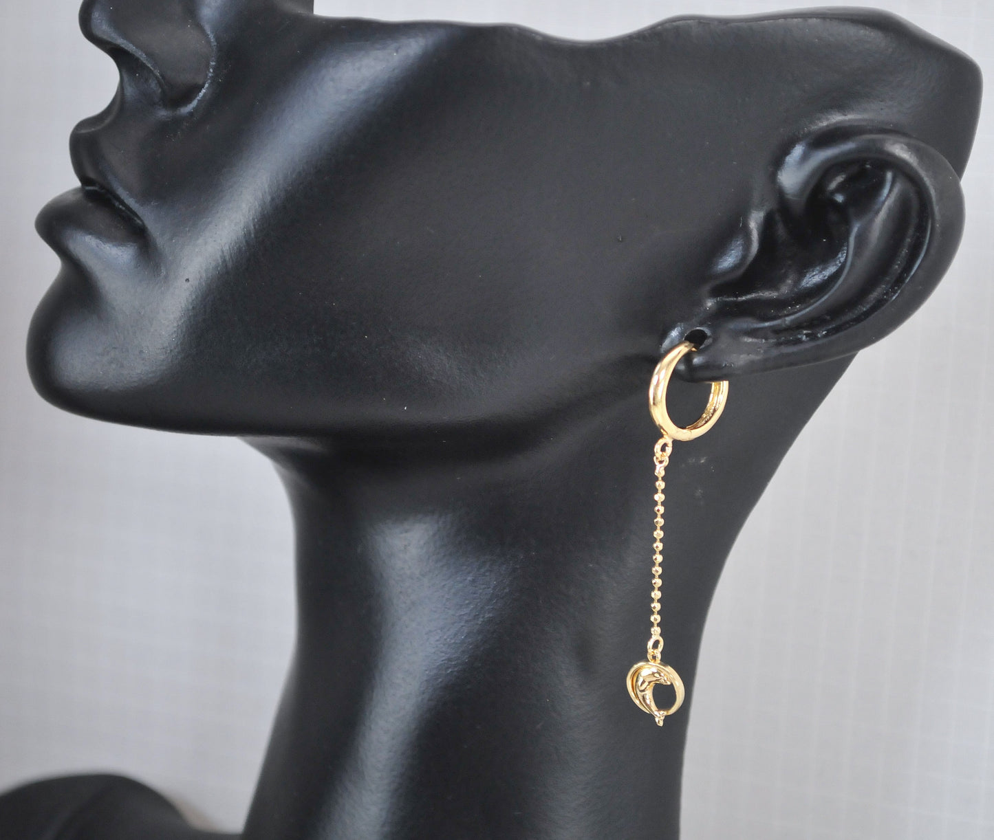 Signed 14K Gold Dolphin Earrings