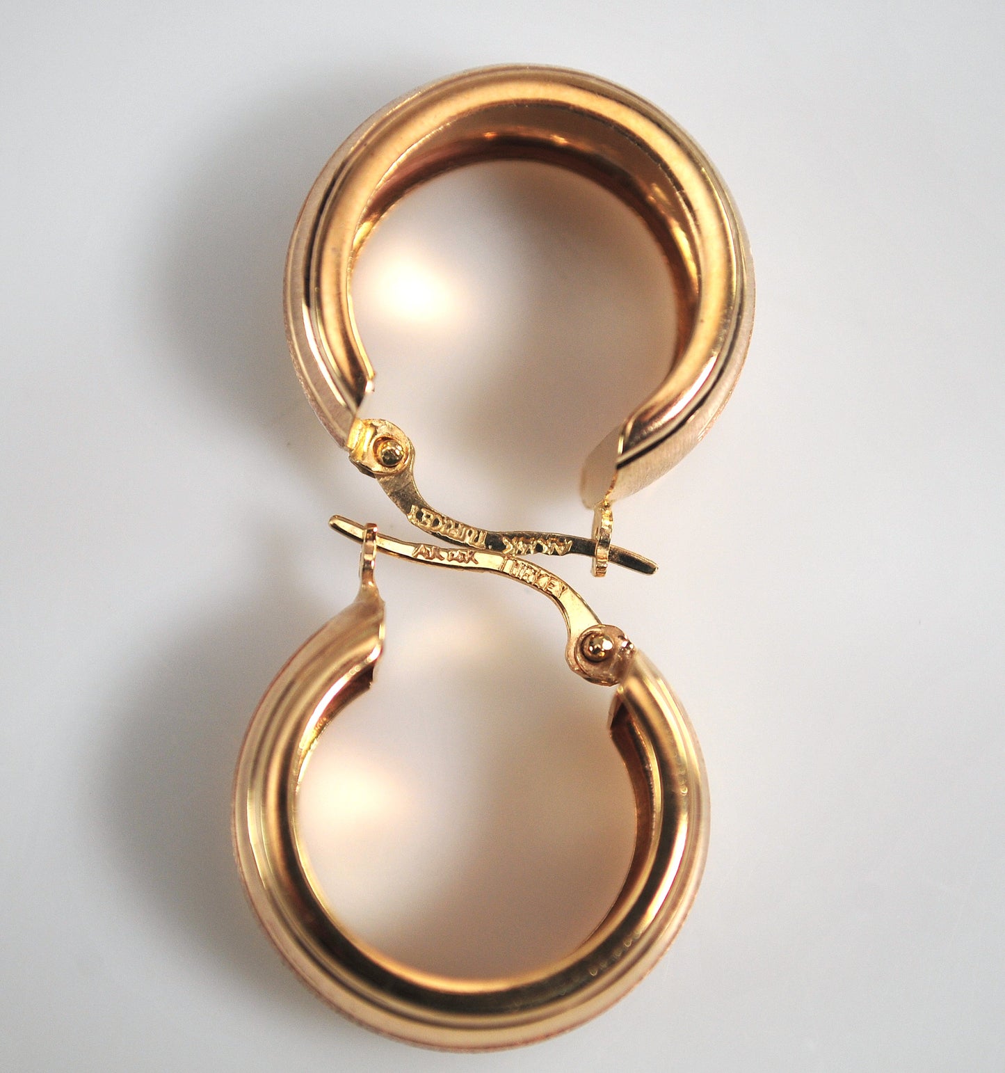 Designer 14K Gold Tri Color Hoop Earrings