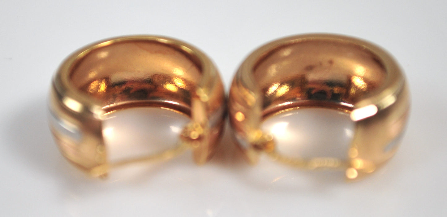 Designer 14K Gold Tri Color Hoop Earrings