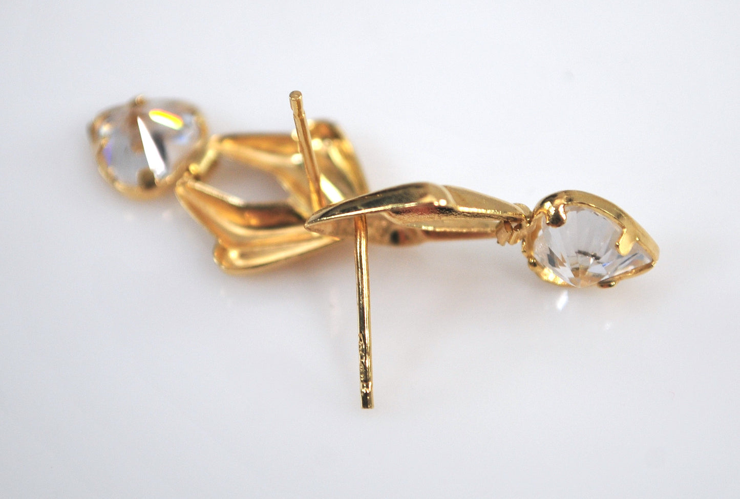 14K Gold CZ Heart Earrings