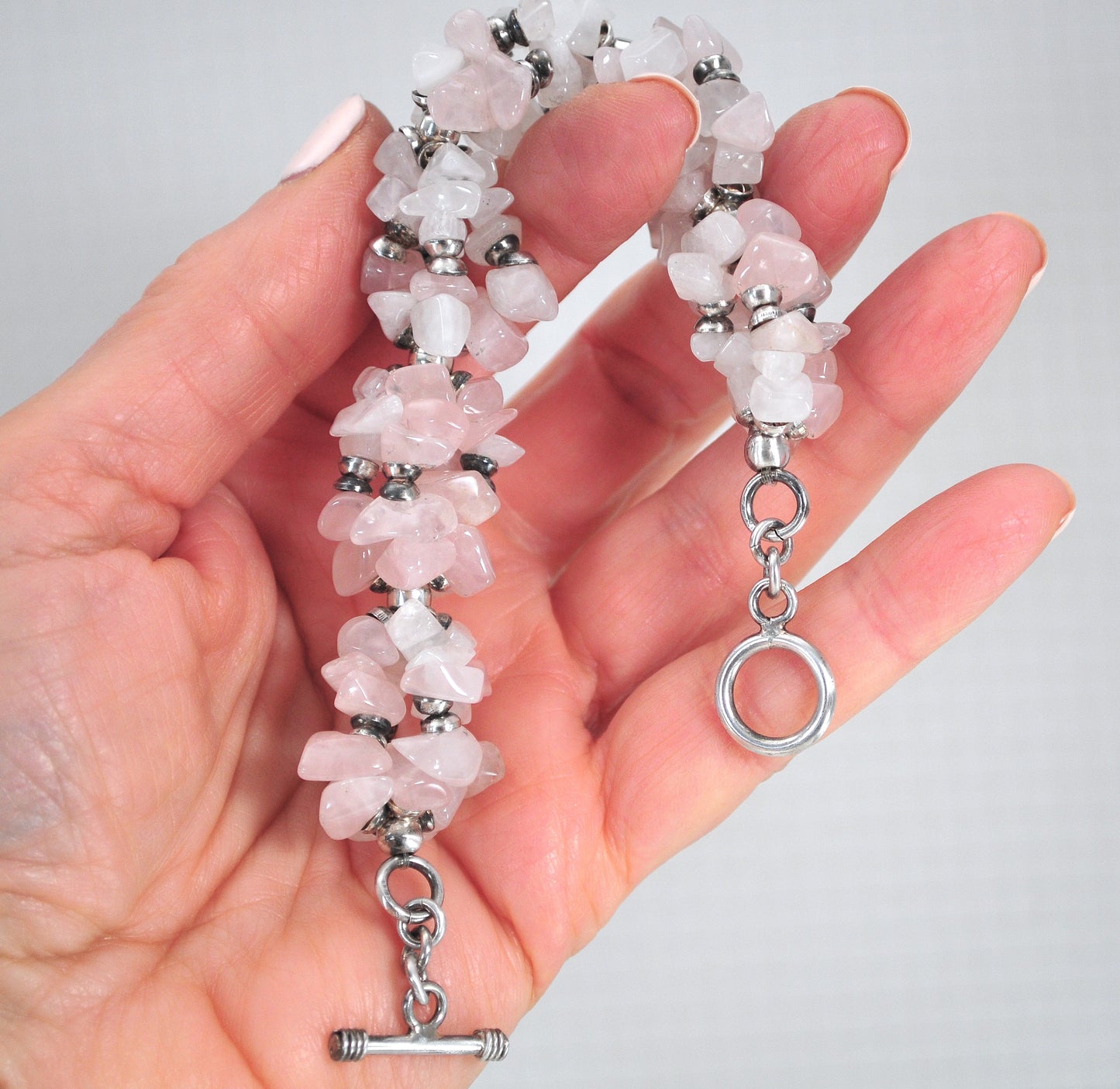 Silpada Sterling Silver Rose Quartz Nugget Bracelet