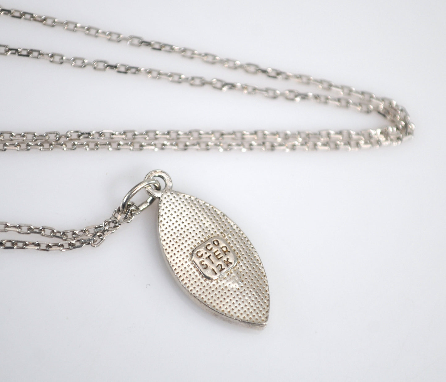 Small Signed Sterling Silver 12K Gold Leaf Pendant Necklace