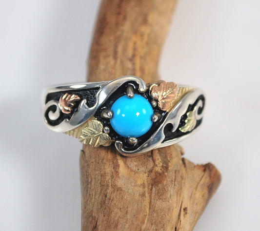 Black Hills Sterling Silver 12K Turquoise Ring