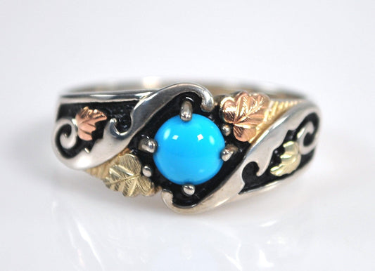 Black Hills Sterling Silver 12K Turquoise Ring