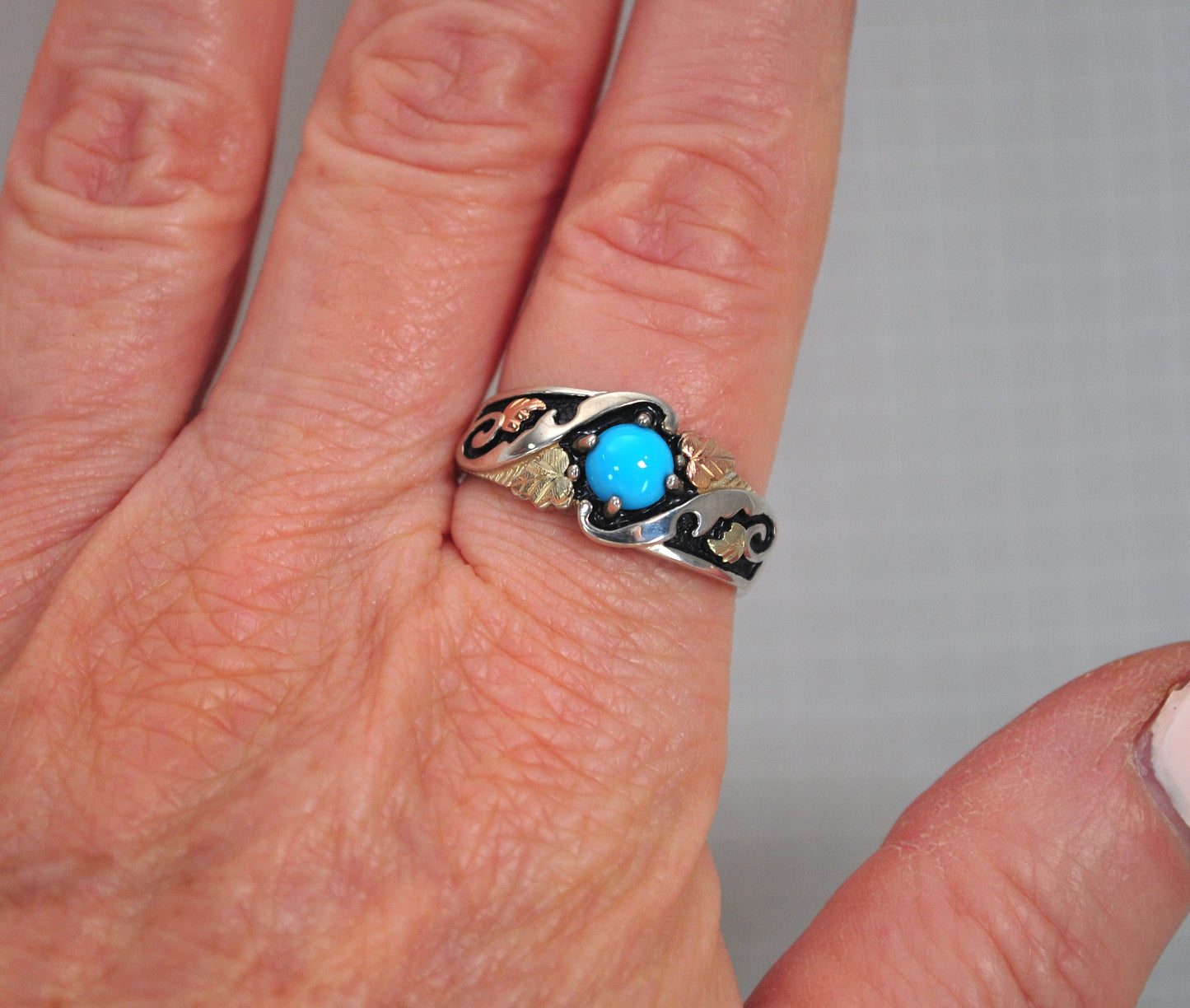 Black Hills Sterling Silver 12K Turquoise Ring