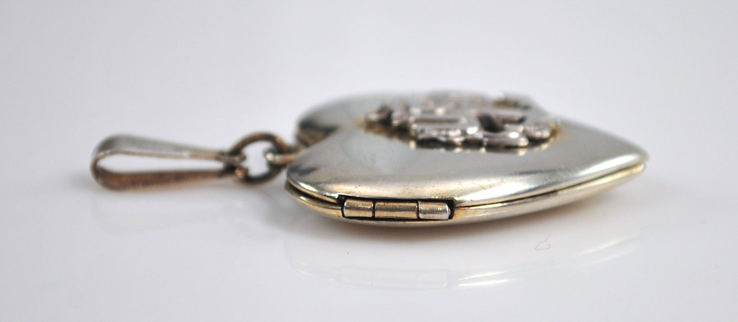 Large Vintage Sterling Silver US Navy Heart Locket