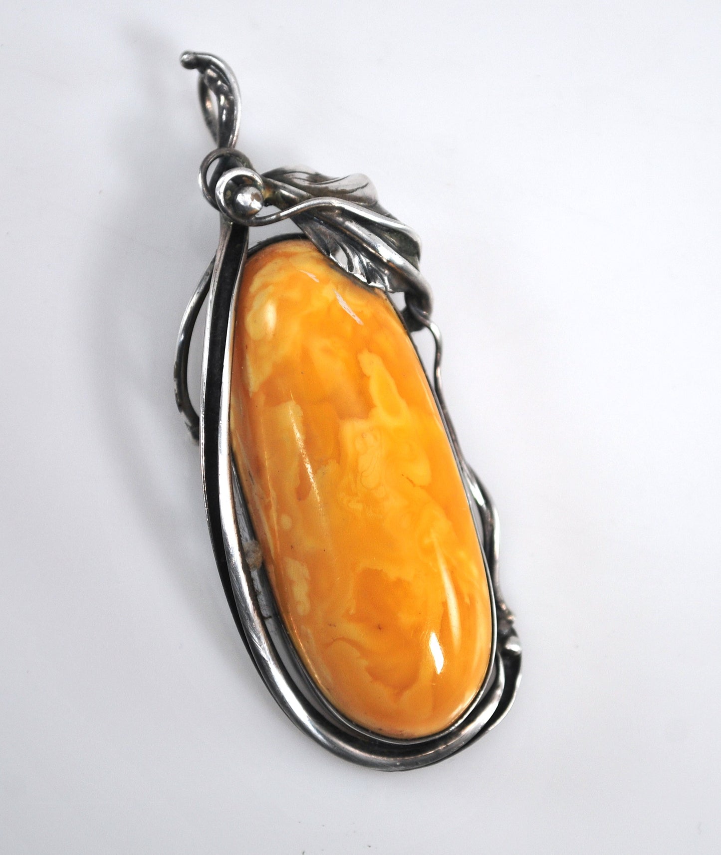 Large Sterling Silver Amber? Pendant