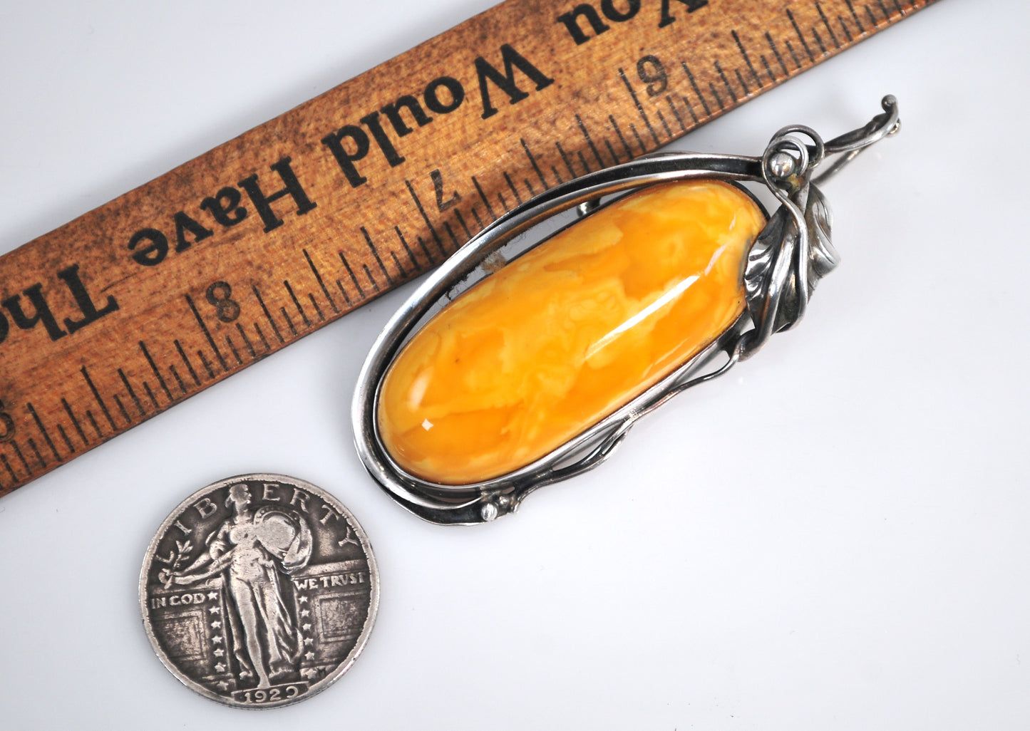 Large Sterling Silver Amber? Pendant