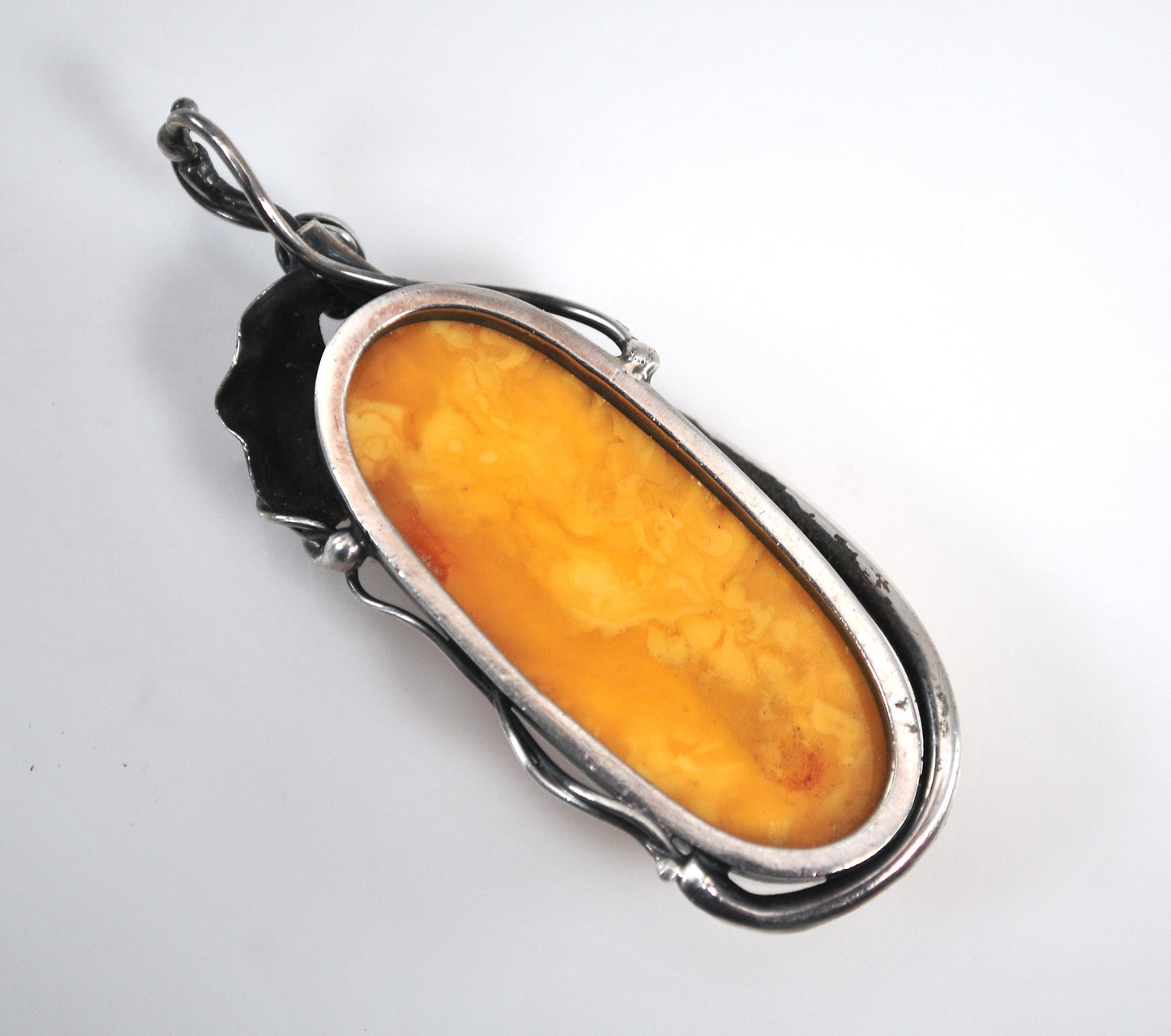Large Sterling Silver Amber? Pendant