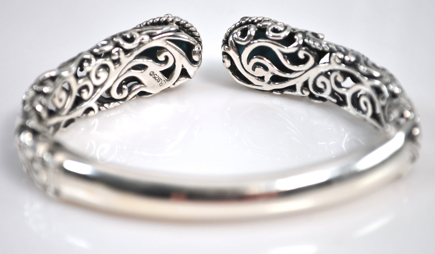 Carolyn Pollack Relios Sterling Silver Blue Doublet Bangle Bracelet