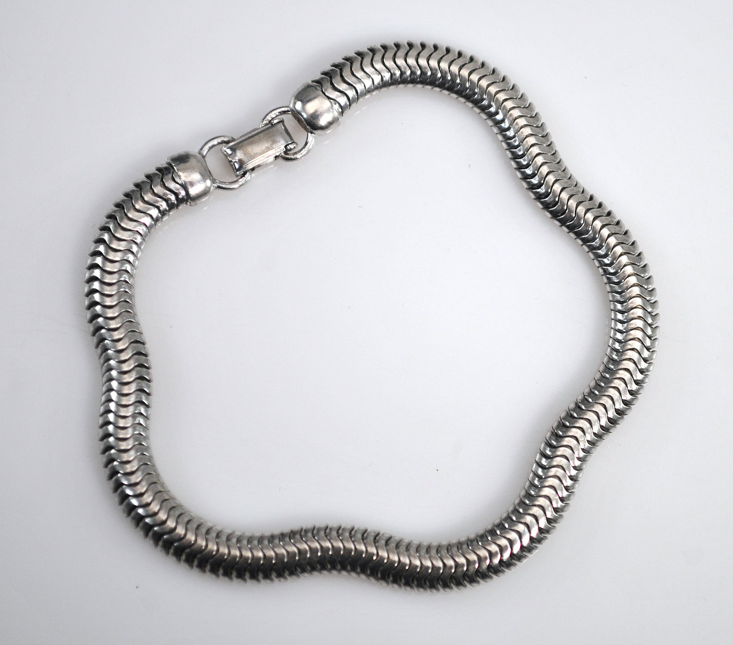 Vintage Forstner Sterling Silver 5mm Omega Snake Chain Bracelet