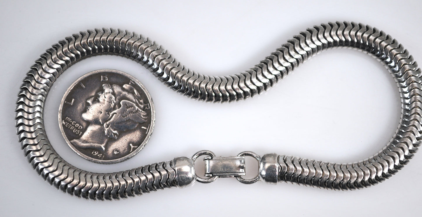 Vintage Forstner Sterling Silver 5mm Omega Snake Chain Bracelet