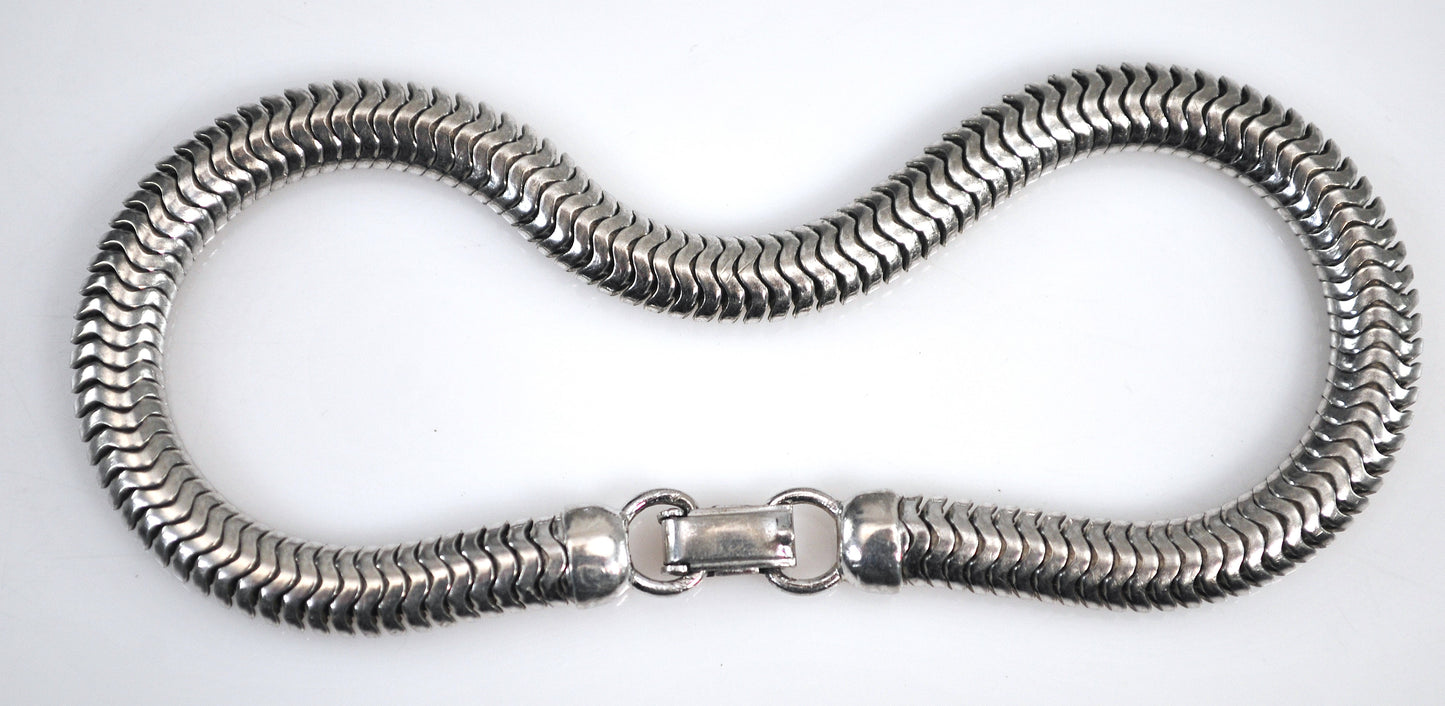 Vintage Forstner Sterling Silver 5mm Omega Snake Chain Bracelet
