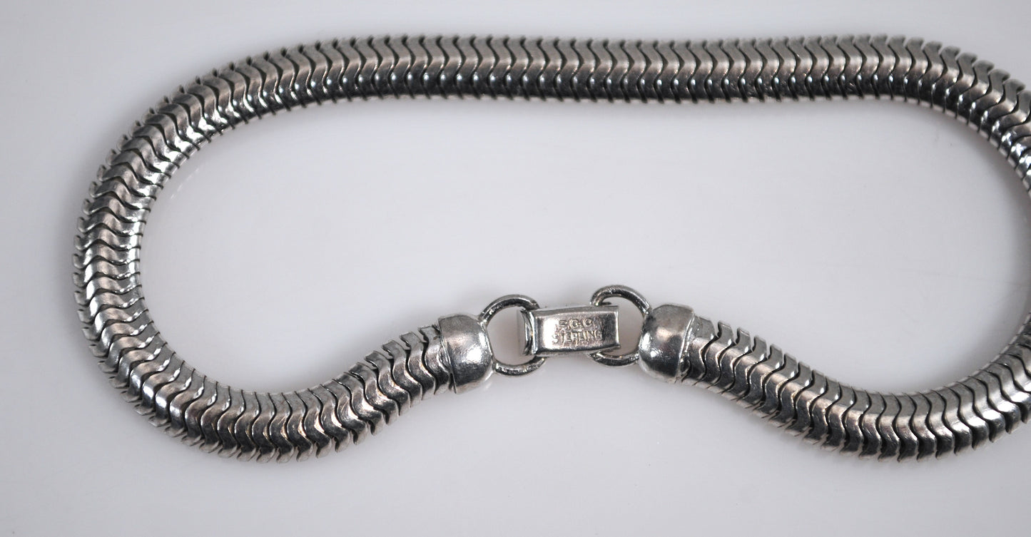 Vintage Forstner Sterling Silver 5mm Omega Snake Chain Bracelet