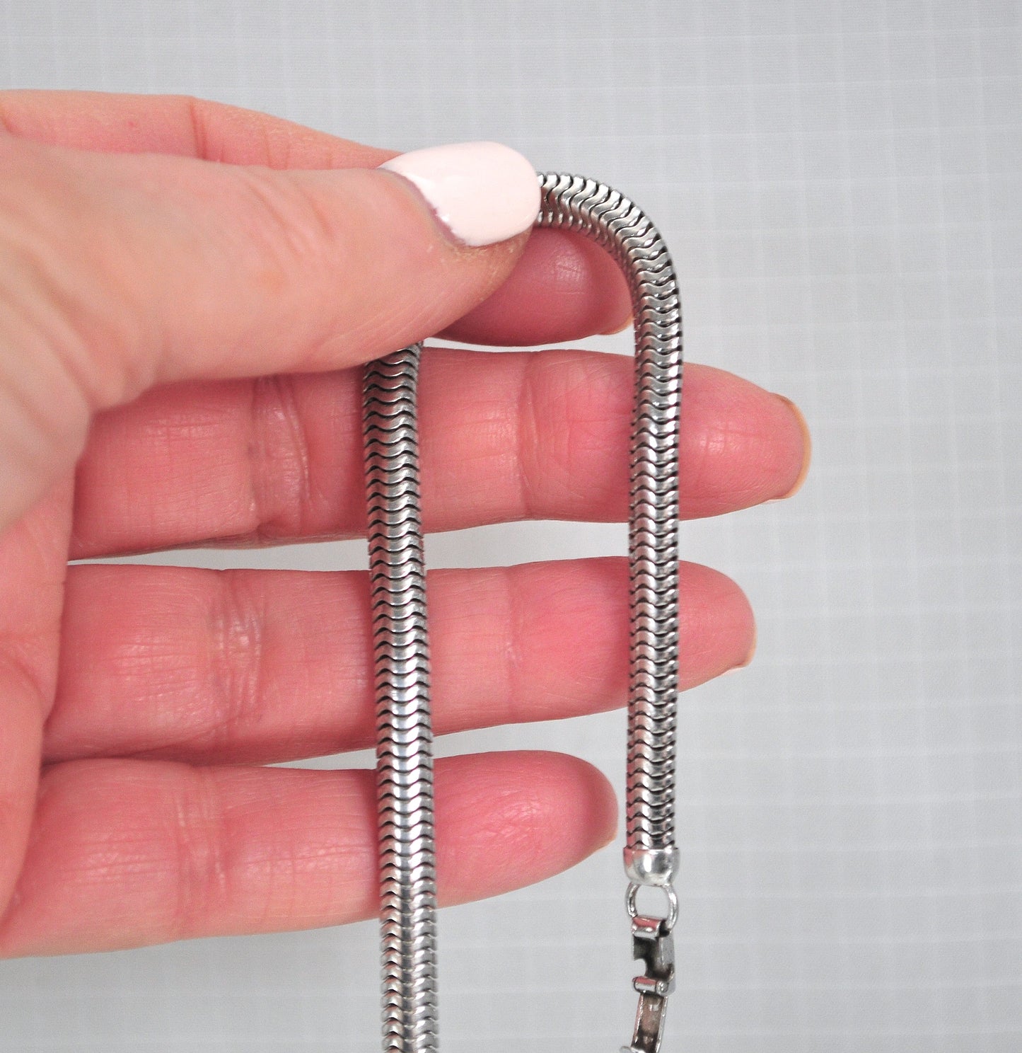 Vintage Forstner Sterling Silver 5mm Omega Snake Chain Bracelet
