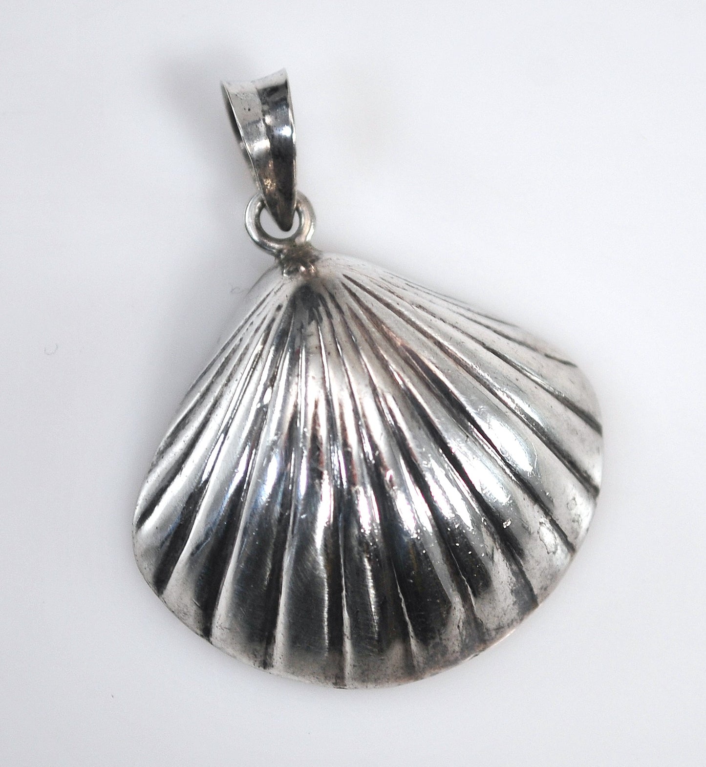 Puffed Sterling Silver Seashell Pendant