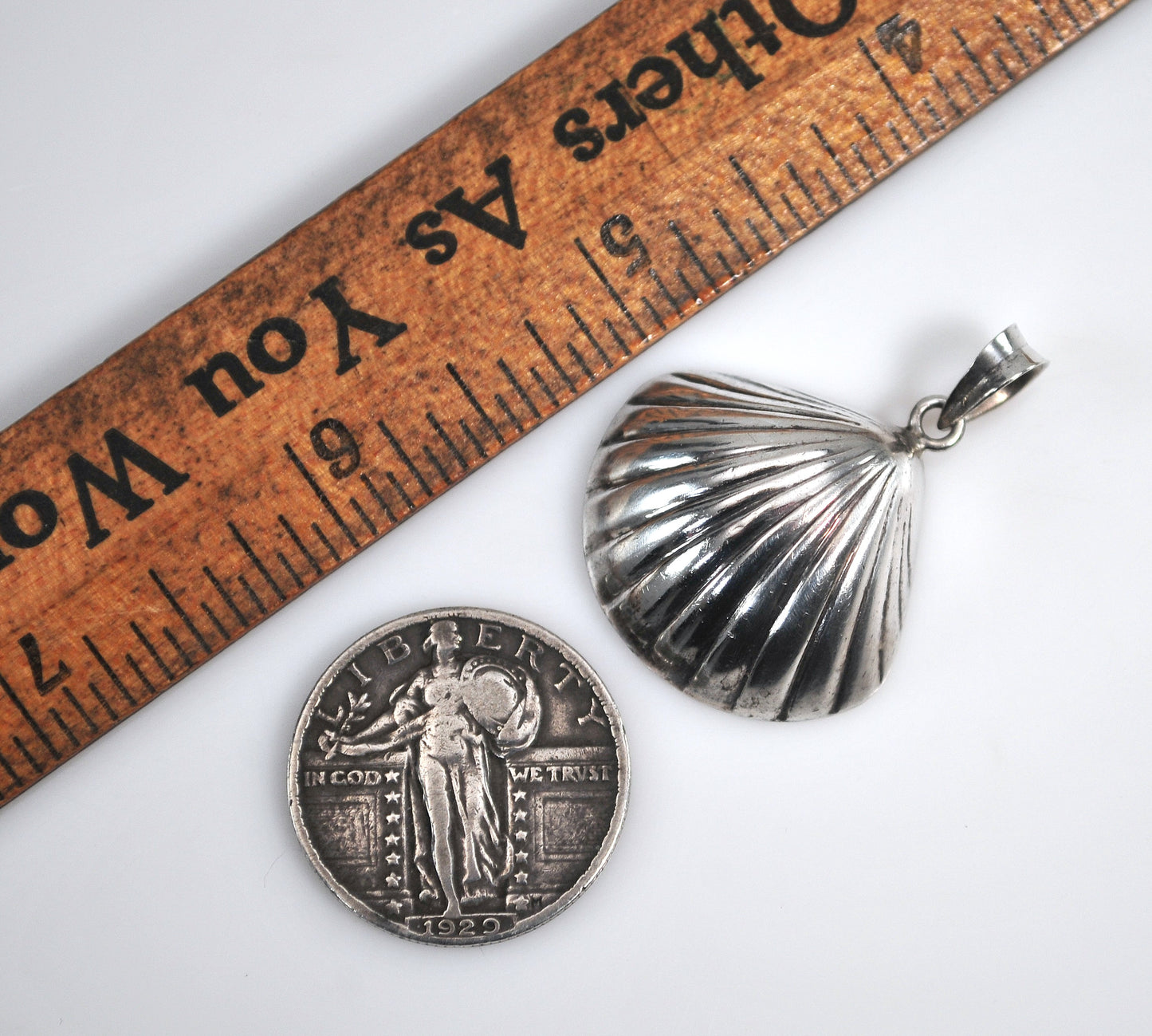 Puffed Sterling Silver Seashell Pendant