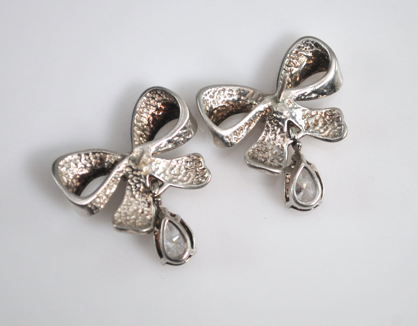 Sterling Silver CZ Bow Earrings
