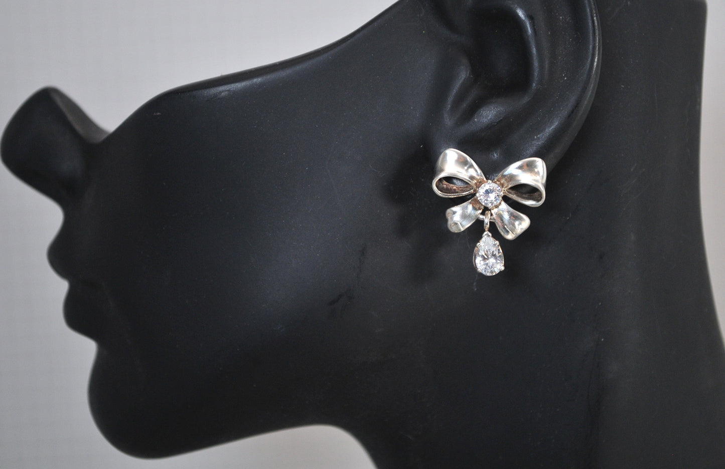 Sterling Silver CZ Bow Earrings