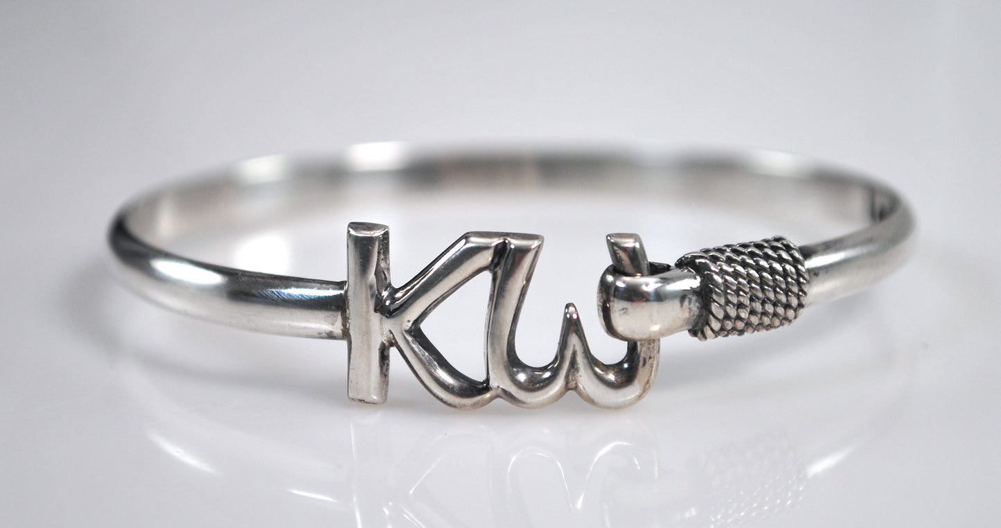 Signed Key West Sterling Silver Hook Bangle Bracelet