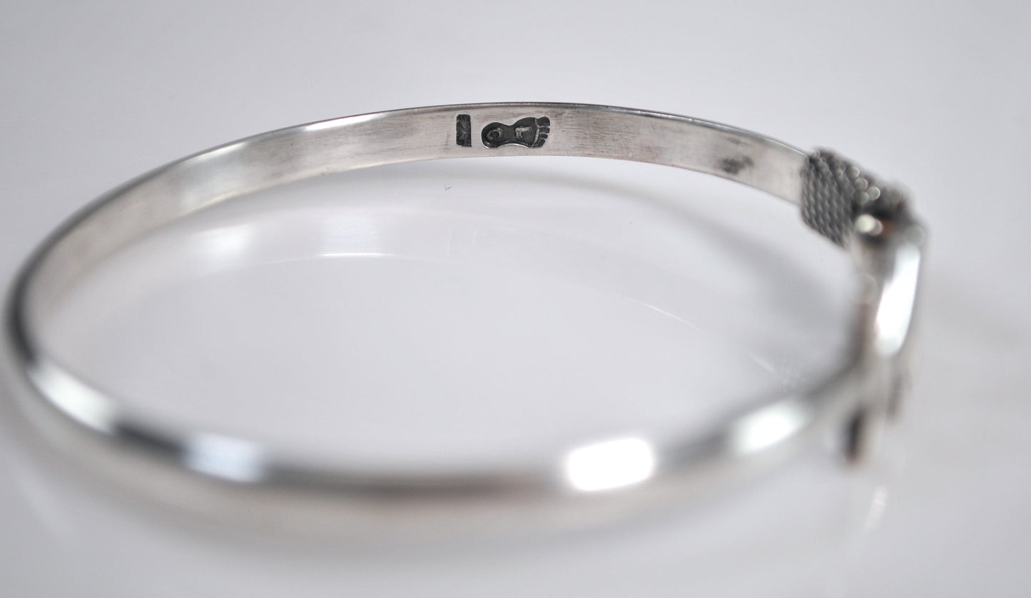 Signed Key West Sterling Silver Hook Bangle Bracelet