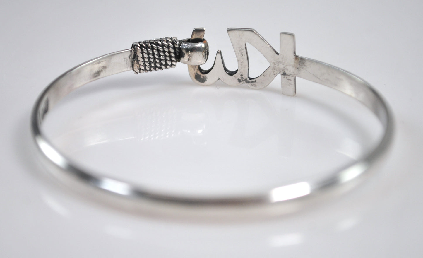 Signed Key West Sterling Silver Hook Bangle Bracelet