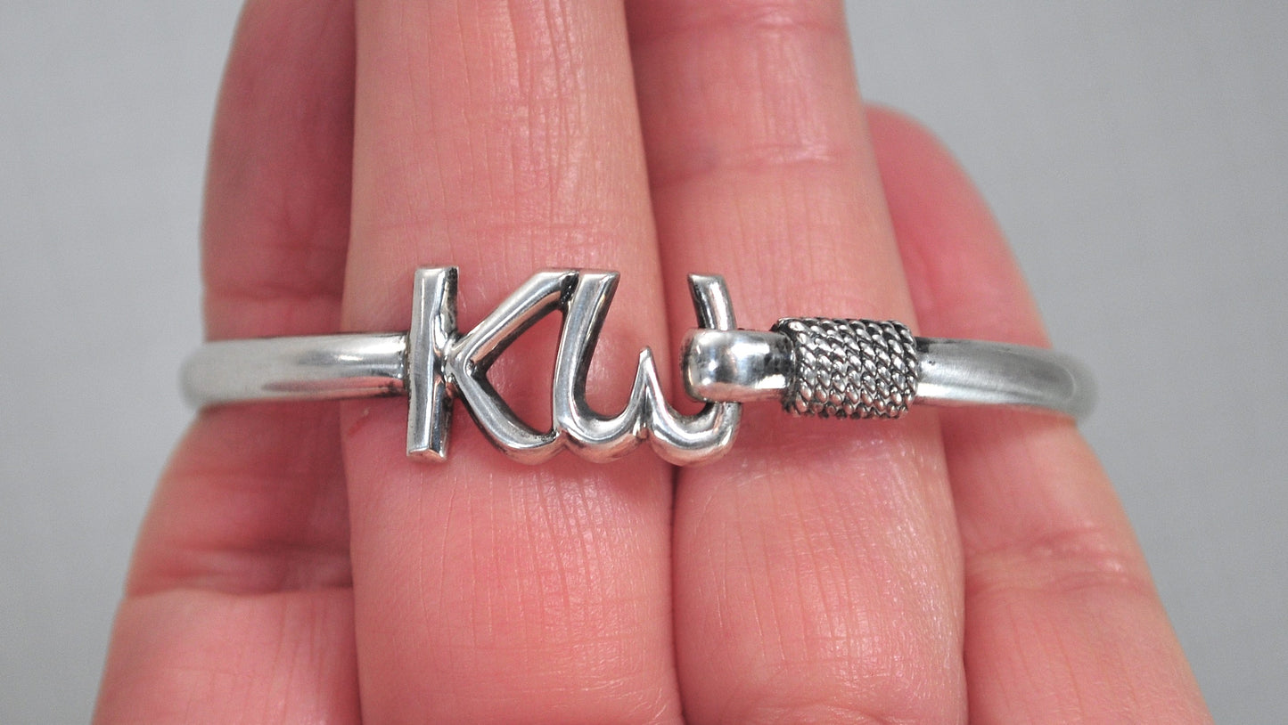 Signed Key West Sterling Silver Hook Bangle Bracelet