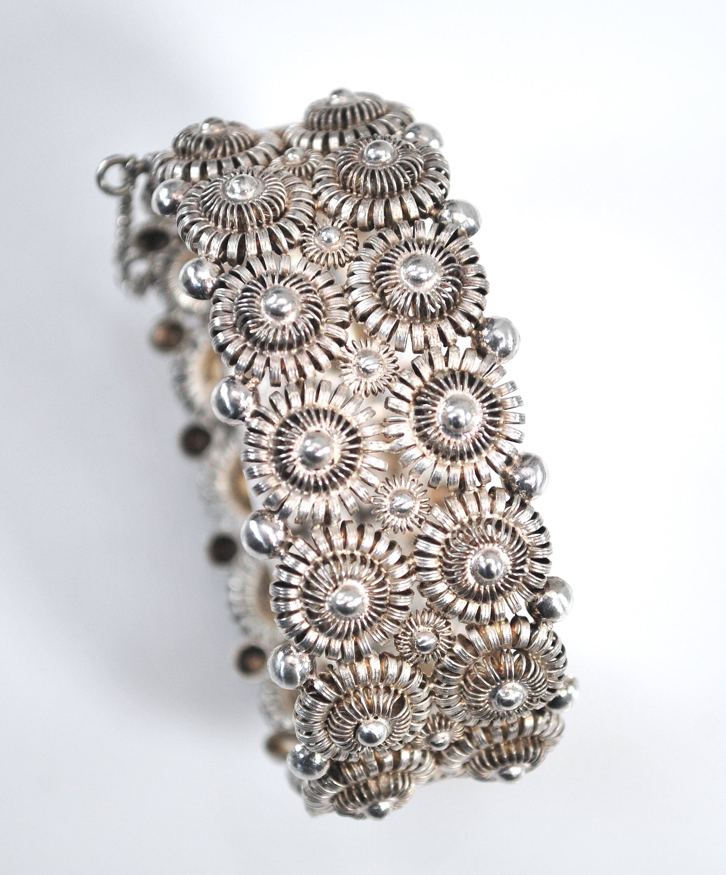 Signed Vintage Sterling Silver Filagree Bangle Bracelet