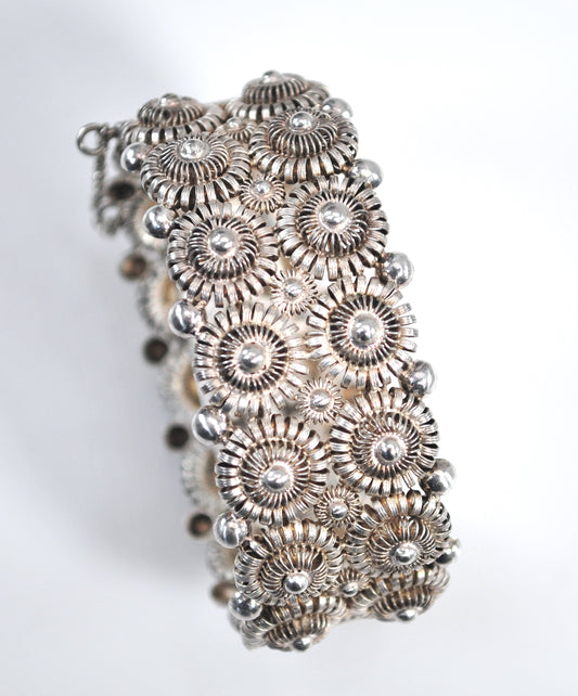 Signed Vintage Sterling Silver Filagree Bangle Bracelet