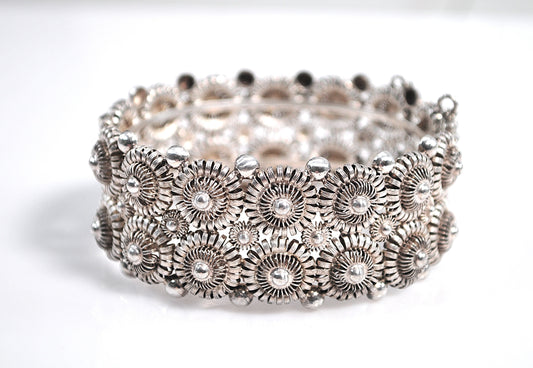 Signed Vintage Sterling Silver Filagree Bangle Bracelet