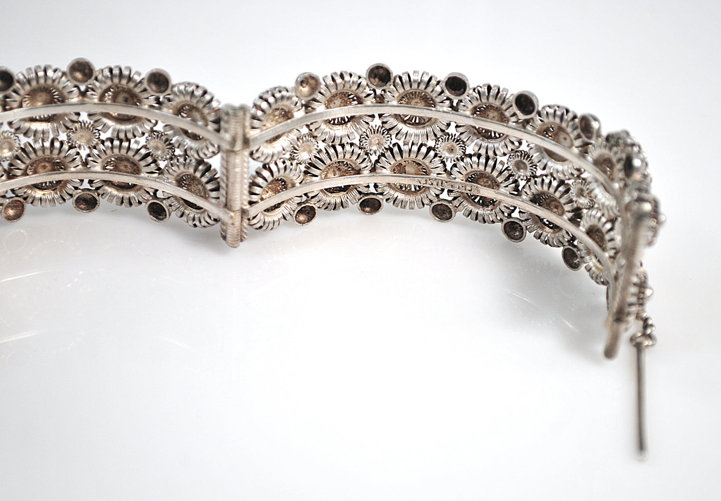 Signed Vintage Sterling Silver Filagree Bangle Bracelet