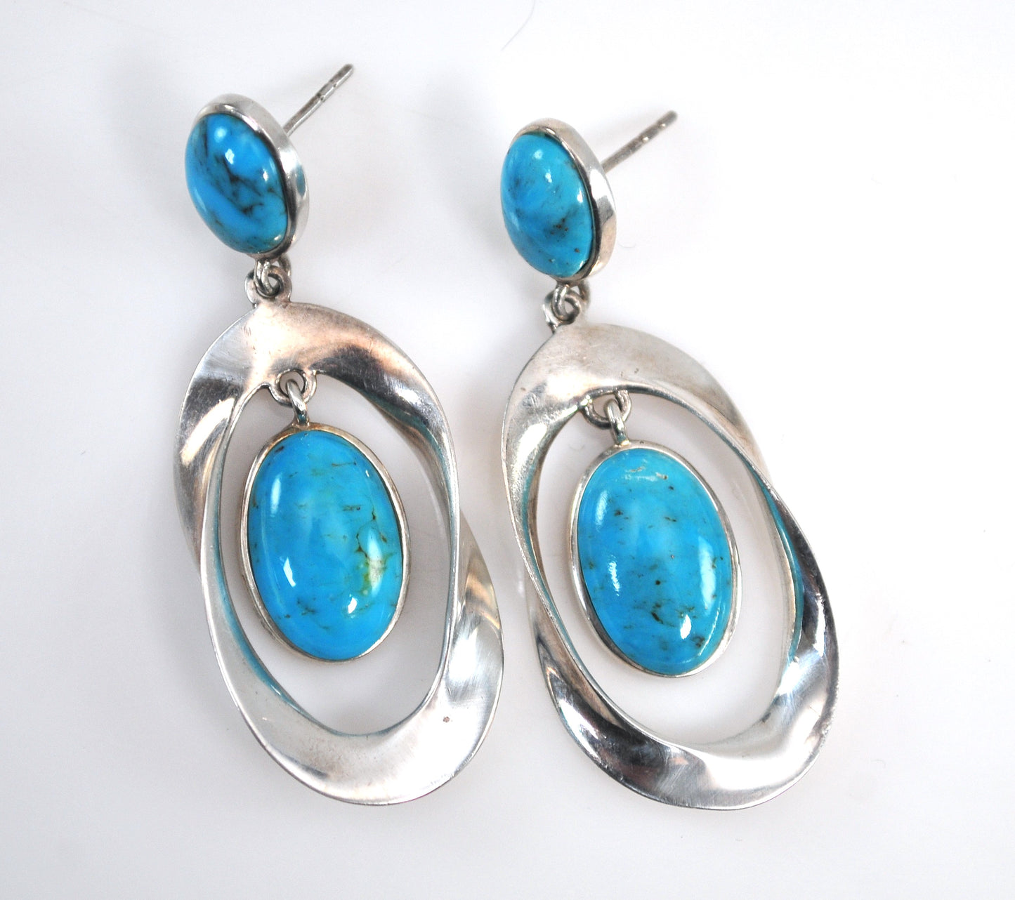 Sally C Treasures Sterling Silver Turquoise Earrings