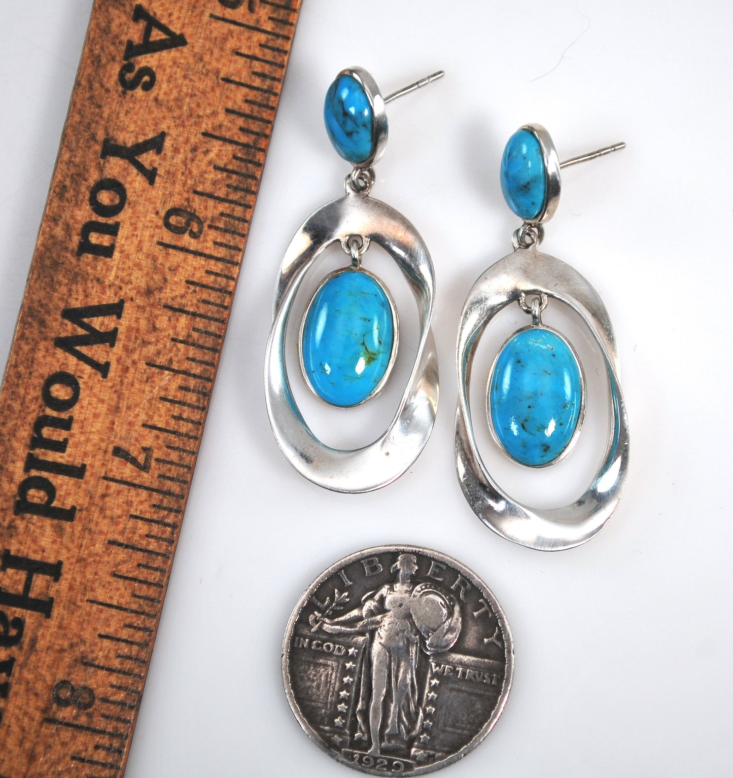 Sally C Treasures Sterling Silver Turquoise Earrings
