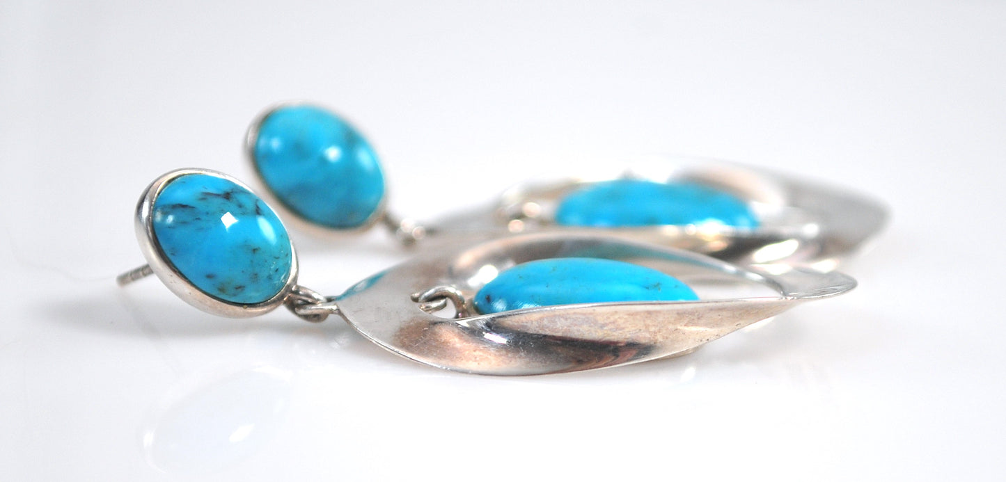 Sally C Treasures Sterling Silver Turquoise Earrings