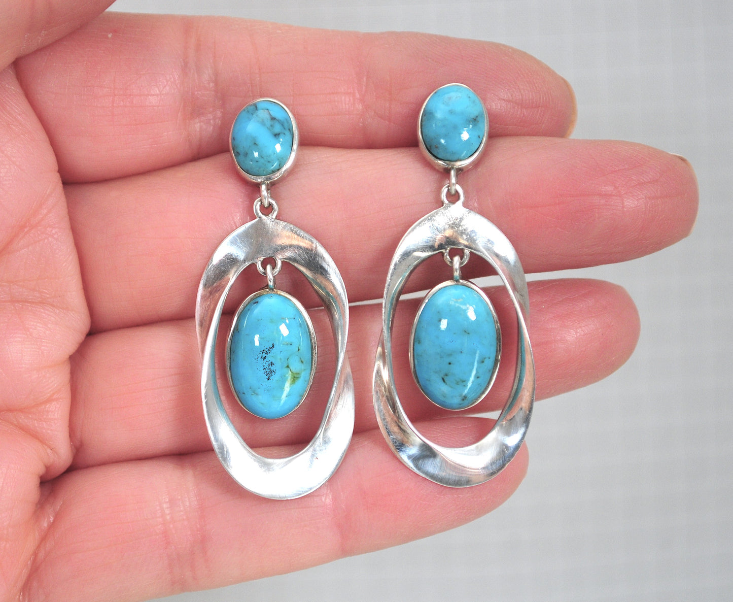 Sally C Treasures Sterling Silver Turquoise Earrings
