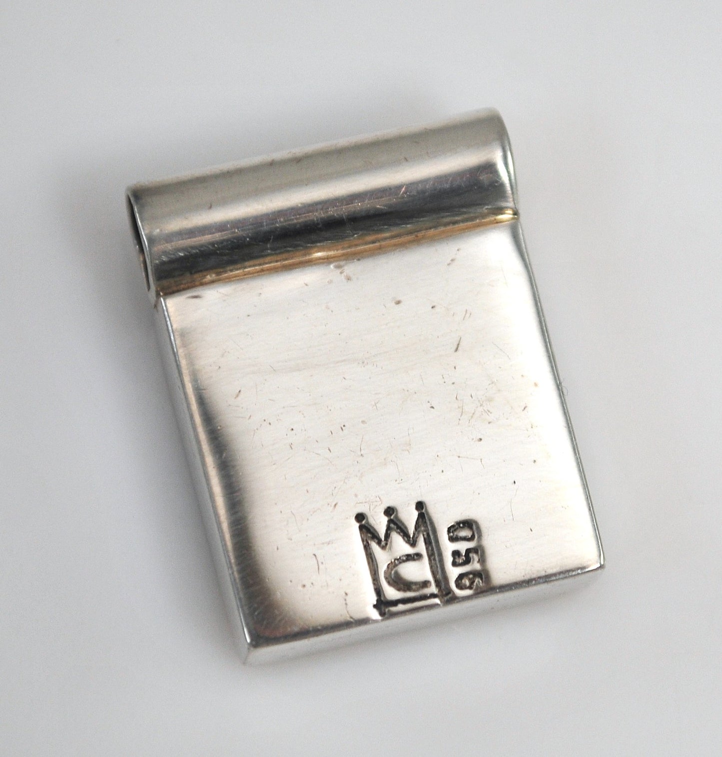 950 Silver Square Mother of Pearl Lapis Inlay Slider Pendant