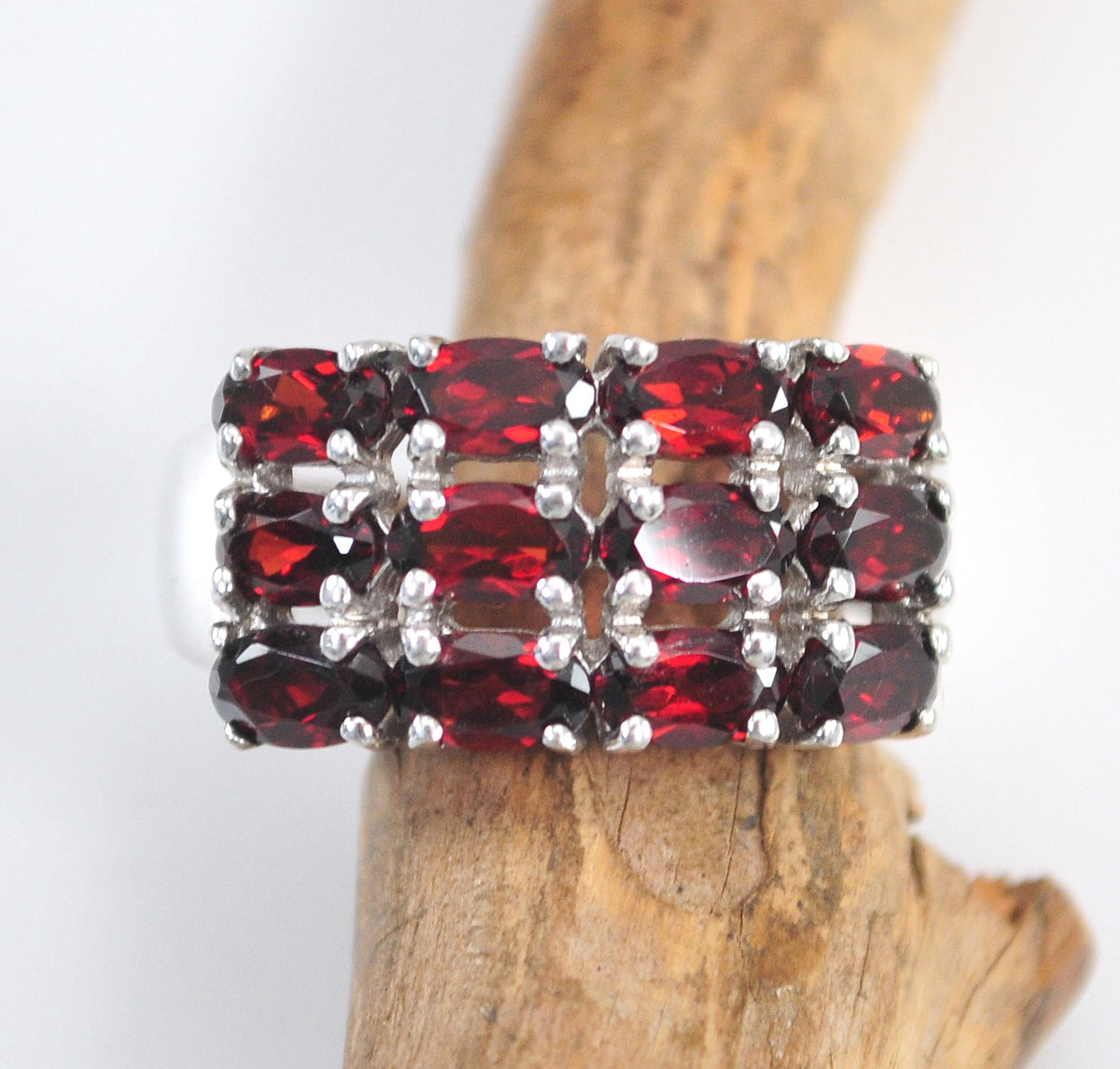 NOT AVAILABLE - Reserved for T - Wide Garnet Sterling Silver Ring