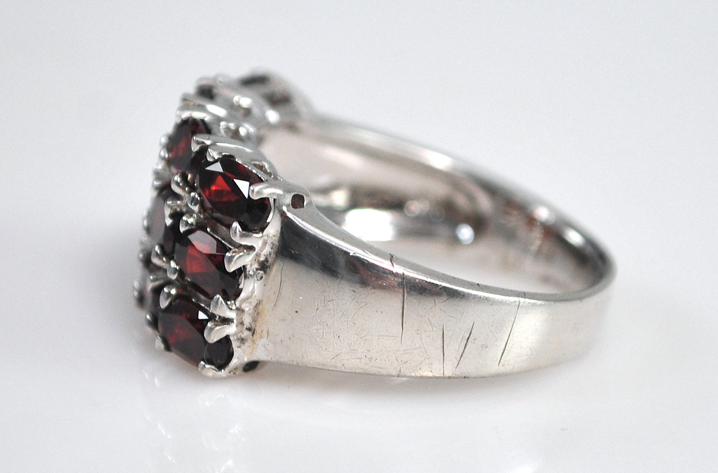 NOT AVAILABLE - Reserved for T - Wide Garnet Sterling Silver Ring