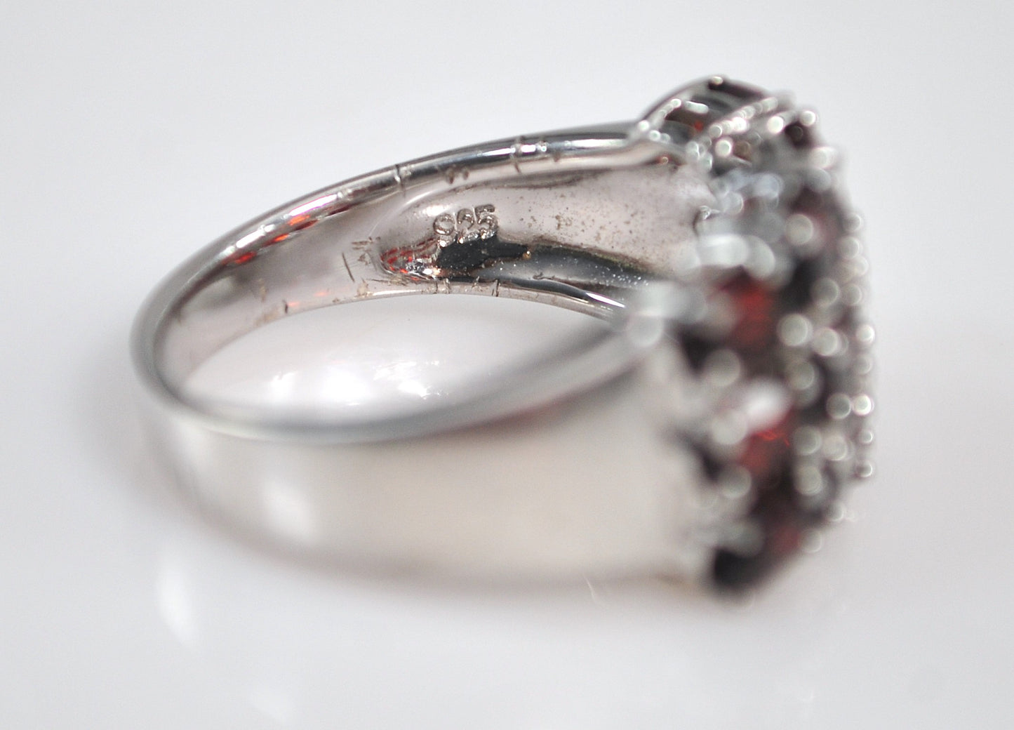 NOT AVAILABLE - Reserved for T - Wide Garnet Sterling Silver Ring