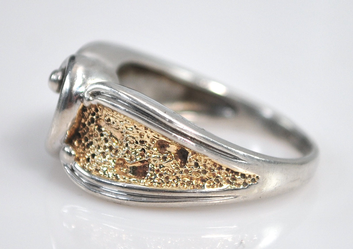 Two Tone Sterling Silver Footprints in the Sand Ring