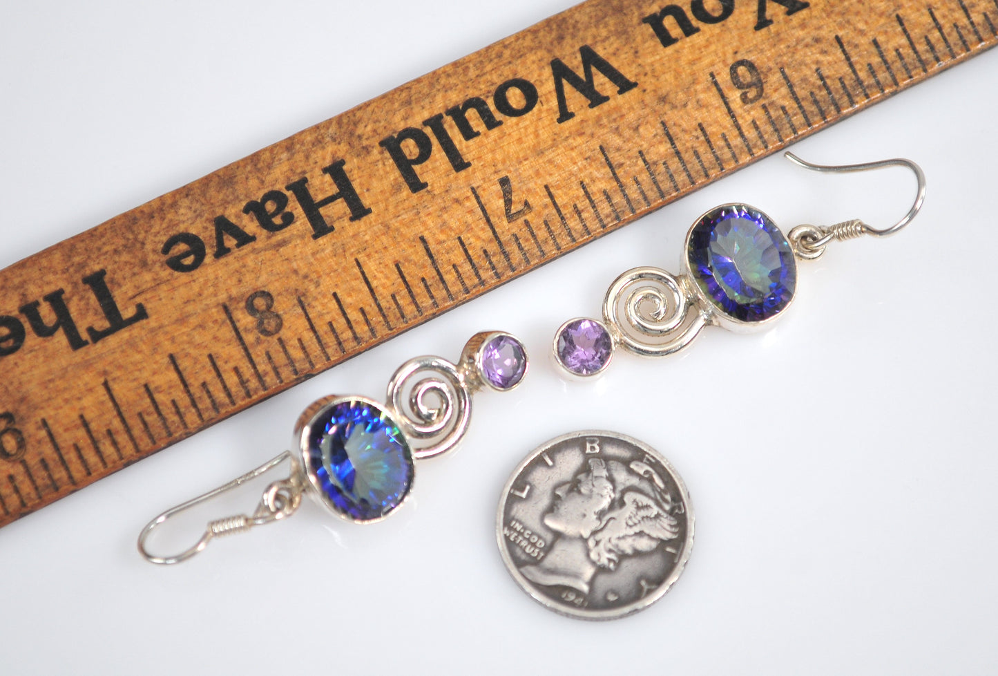 Sterling Silver Mystic Topaz Amethyst Earrings