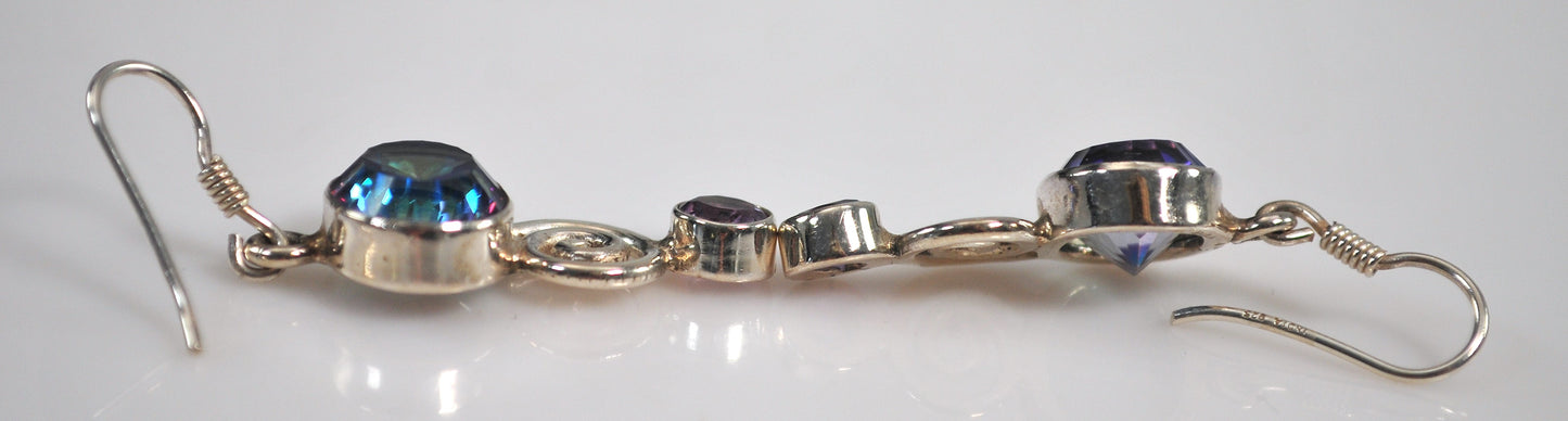 Sterling Silver Mystic Topaz Amethyst Earrings