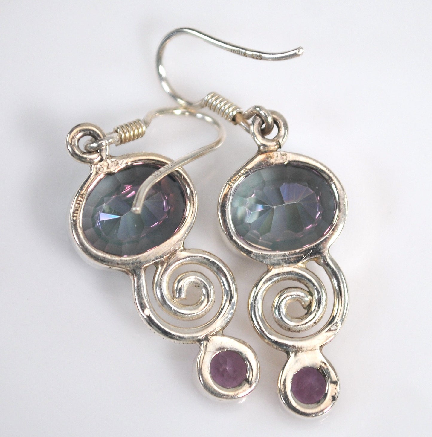 Sterling Silver Mystic Topaz Amethyst Earrings